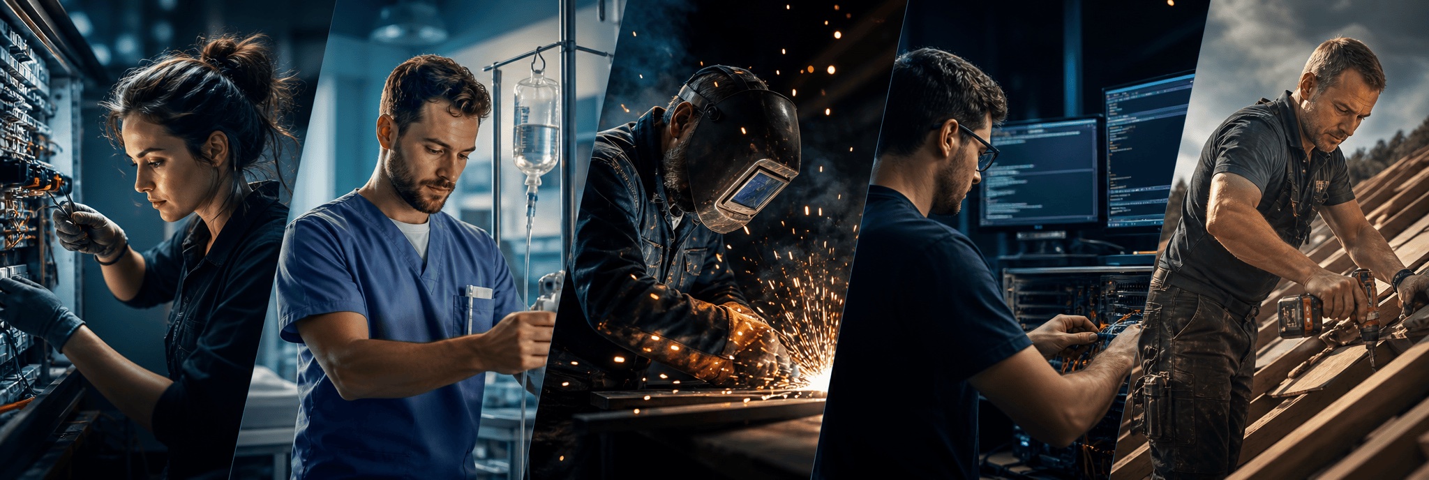 Fachkräfte verschiedener Gewerke bei der Arbeit