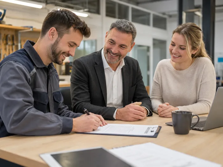 Betrieb und Fachkraft unterschreiben den Arbeitsvertrag
